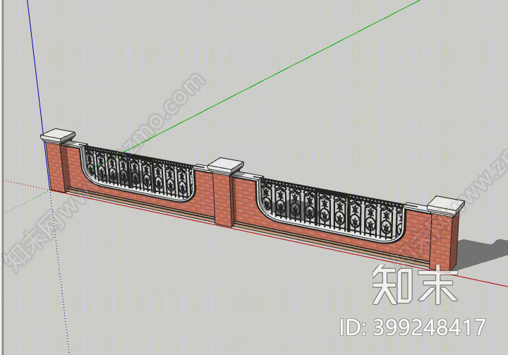 欧式铁艺栏杆围墙SU模型下载【ID:399248417】