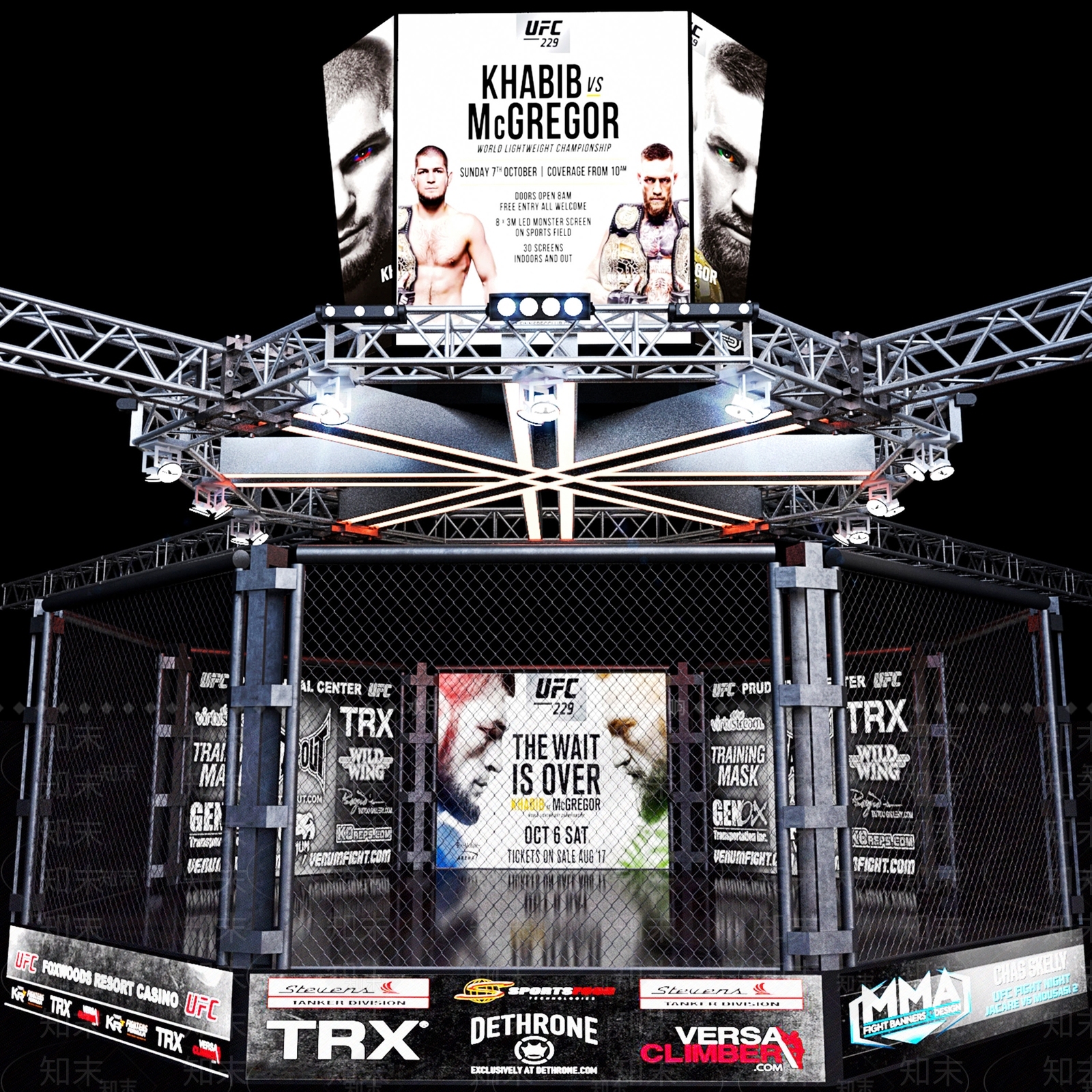 现代拳击格斗比武舞台3D模型下载【ID:299259427】