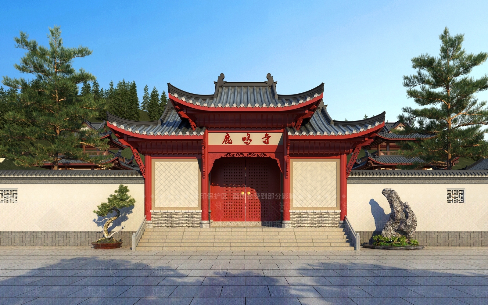 中式古建筑大门3D模型下载【ID:299272875】