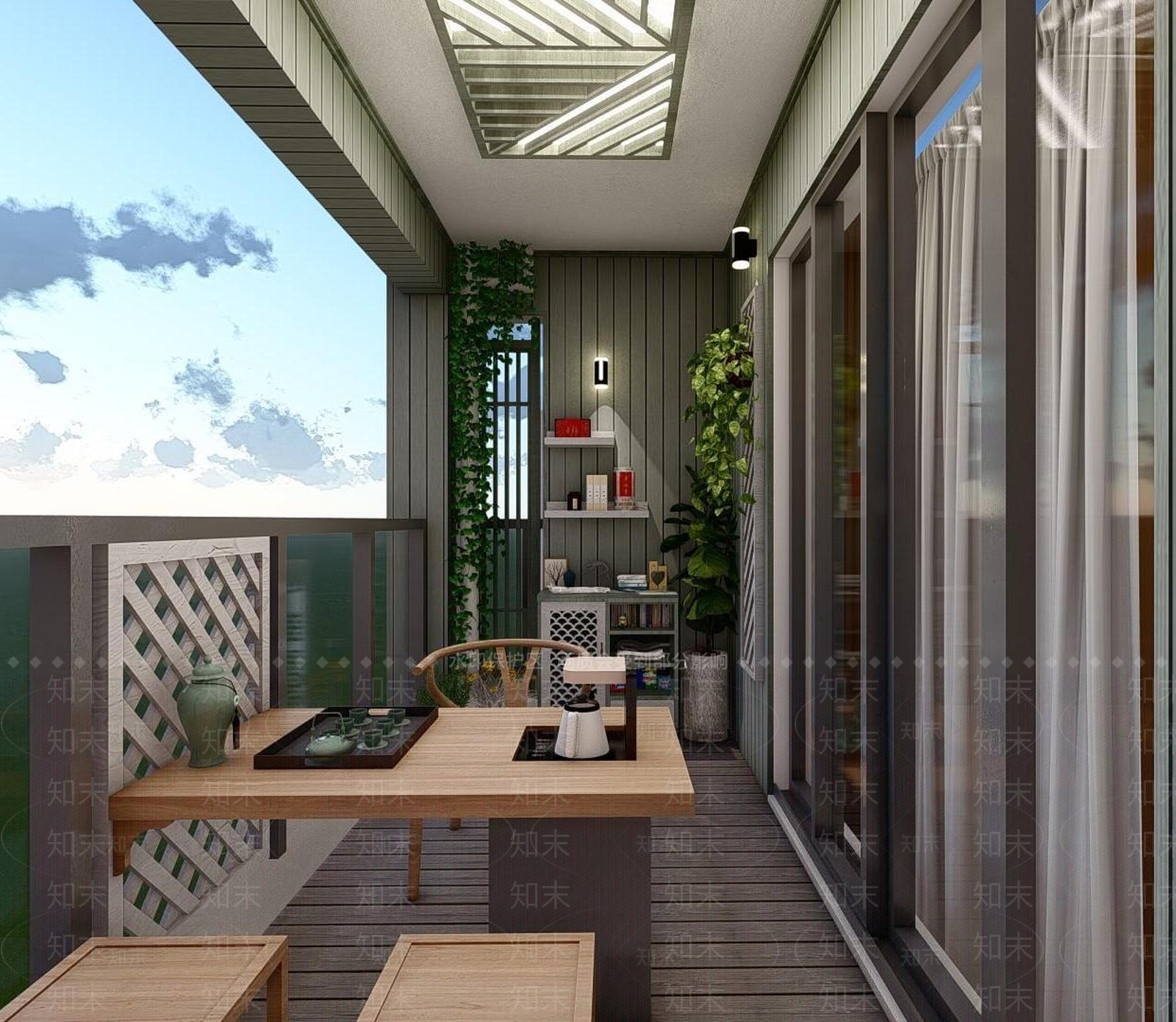 现代家居阳台SU模型下载【ID:699274503】