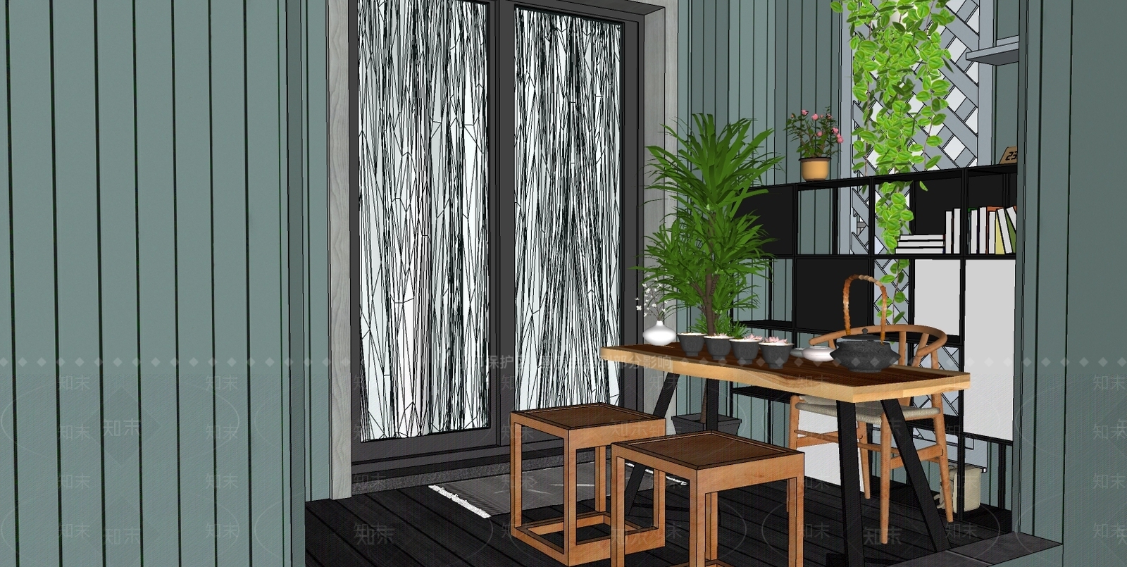 现代家居阳台SU模型下载【ID:699275582】