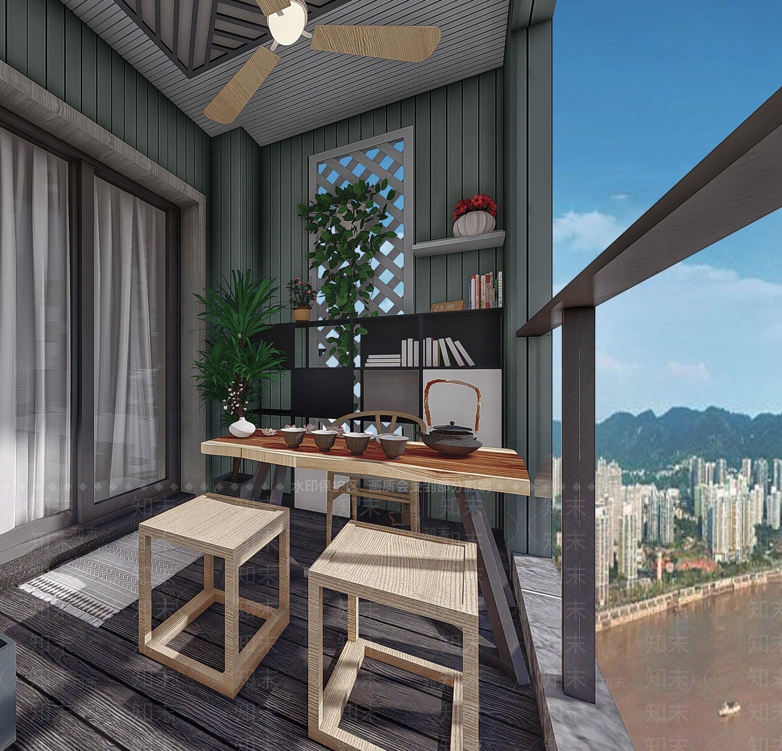 现代家居阳台SU模型下载【ID:699275582】