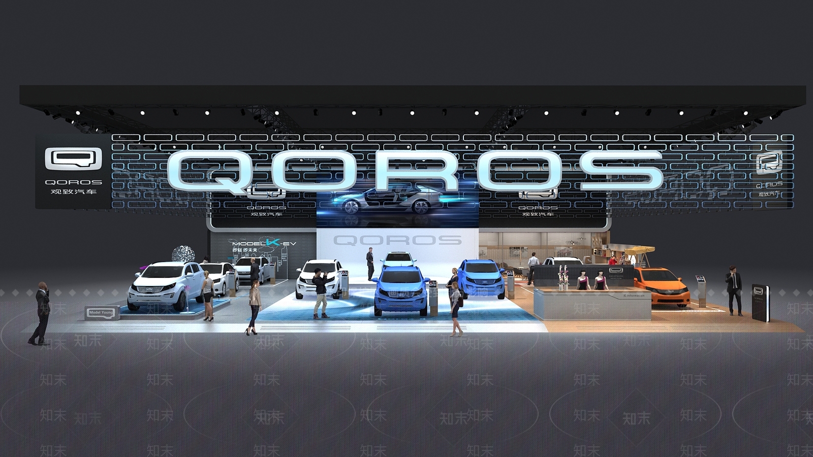 现代展台展厅车展3D模型下载【ID:599278432】