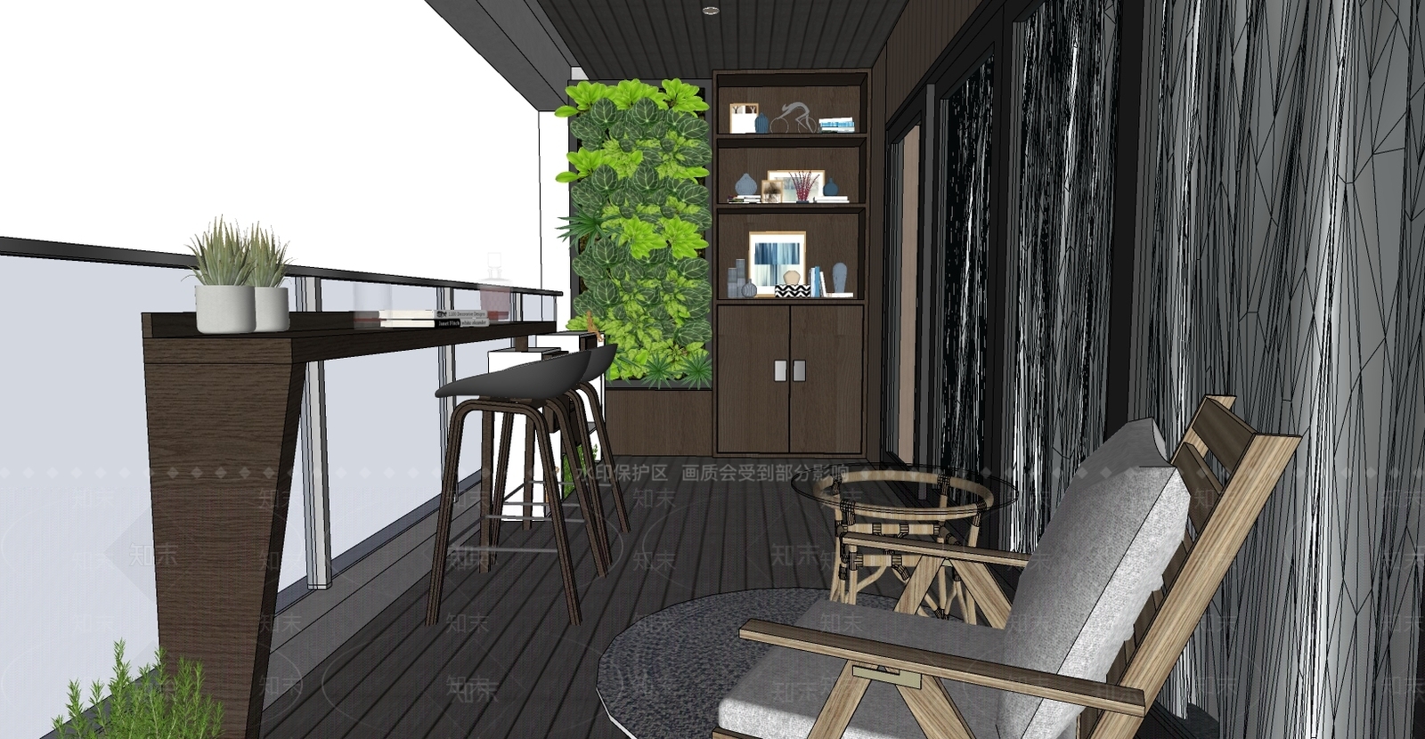 现代家居阳台SU模型下载【ID:699283515】