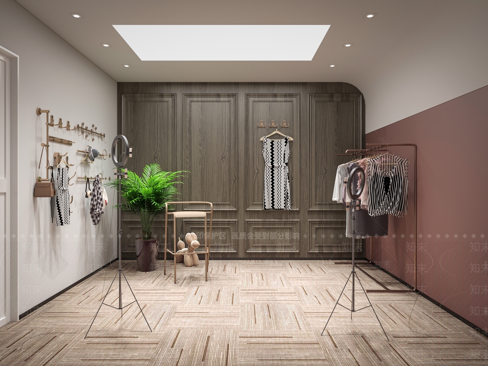 现代服装店直播间3D模型下载【ID:999297929】