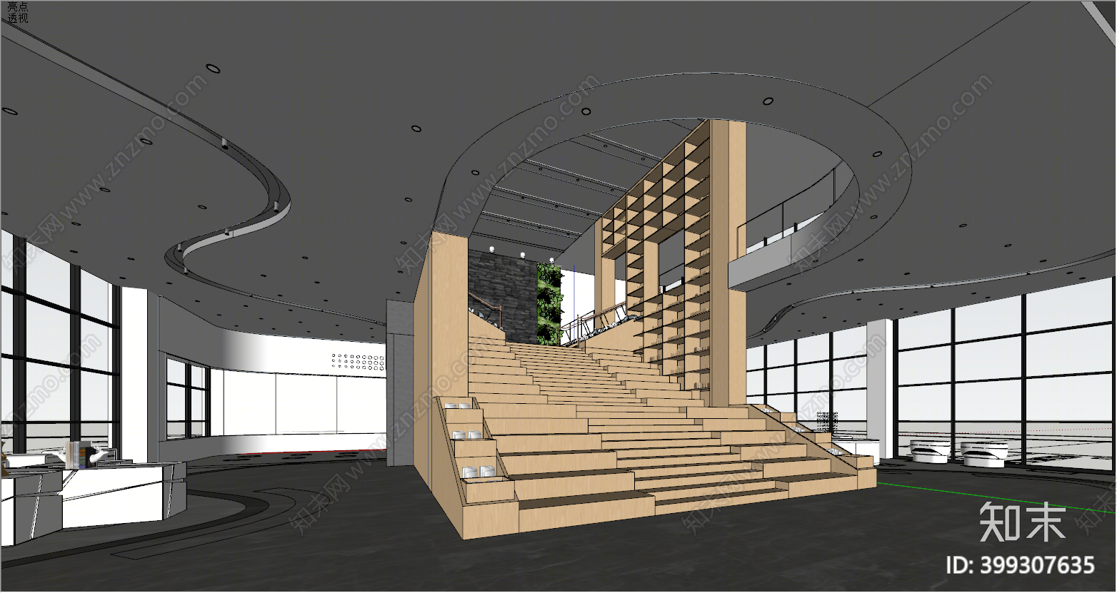 现代办公大堂SU模型下载【ID:399307635】