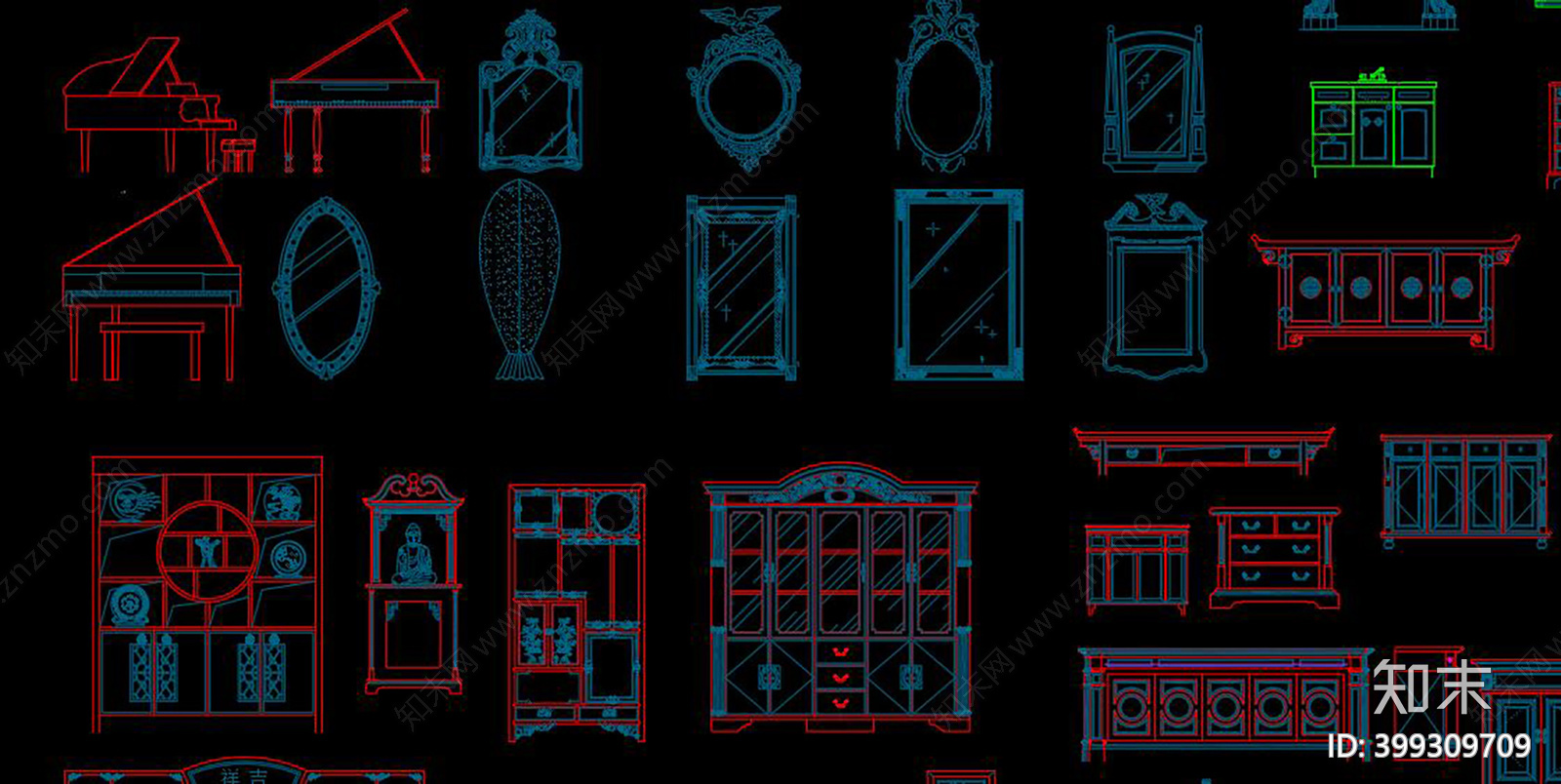 家具CAD图库cad施工图下载【ID:399309709】