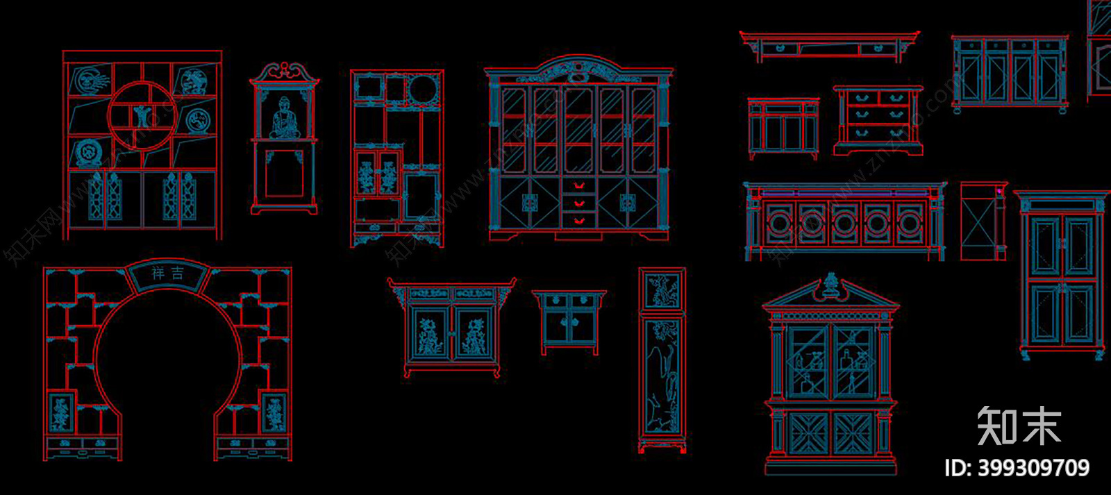 家具CAD图库cad施工图下载【ID:399309709】