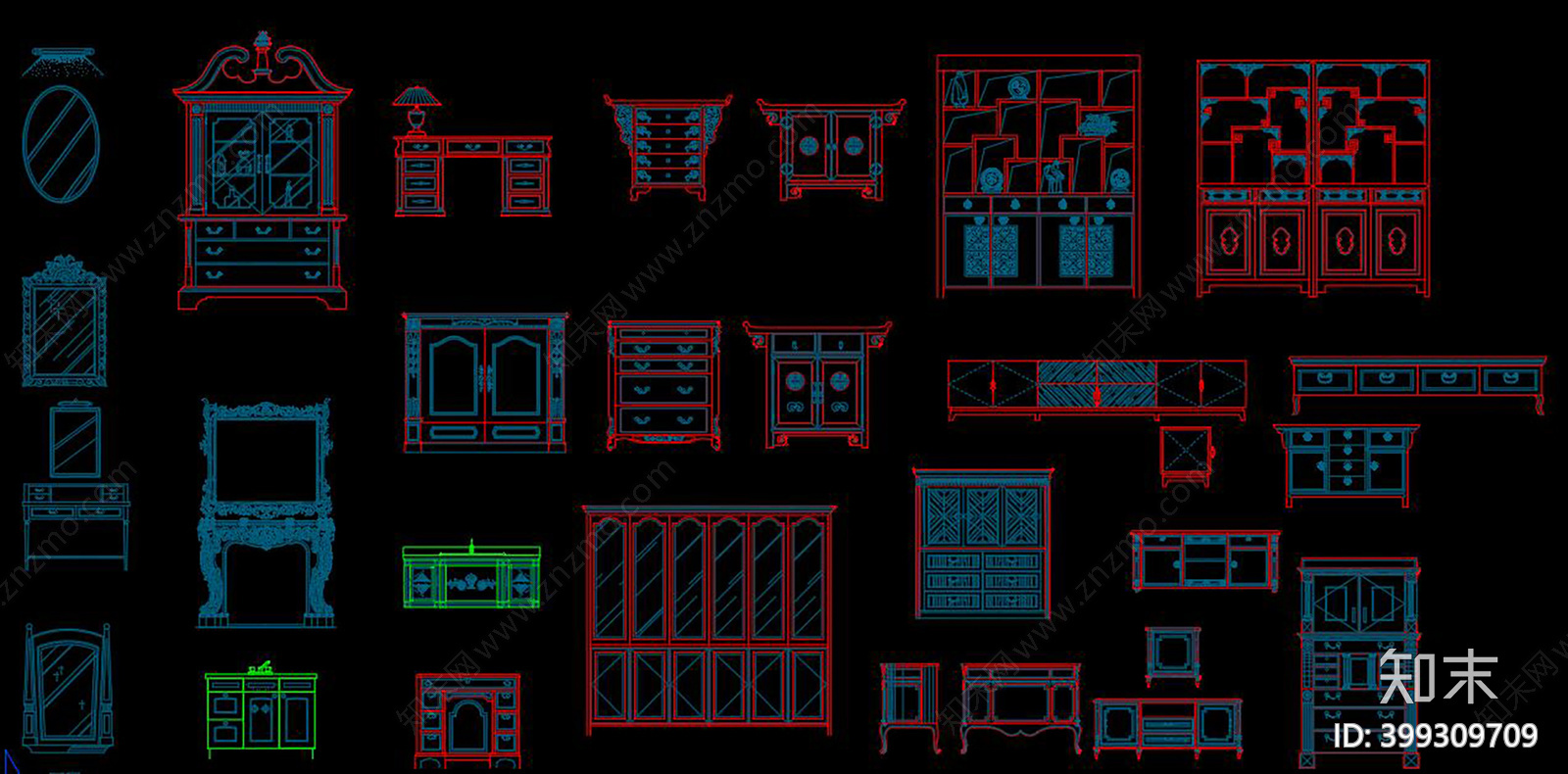 家具CAD图库cad施工图下载【ID:399309709】