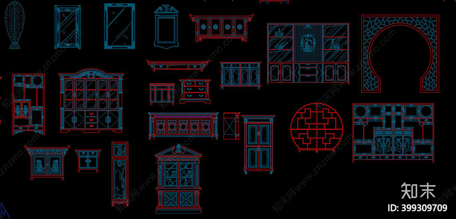 家具CAD图库cad施工图下载【ID:399309709】