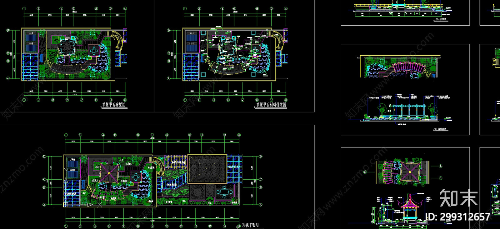 屋顶花园景观工程cad施工图下载【ID:299312657】