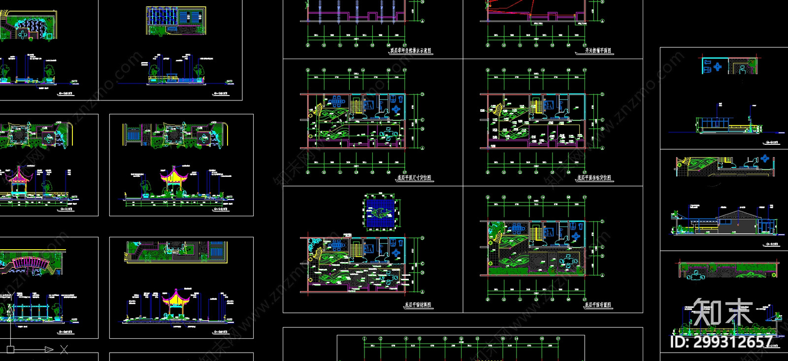 屋顶花园景观工程cad施工图下载【ID:299312657】