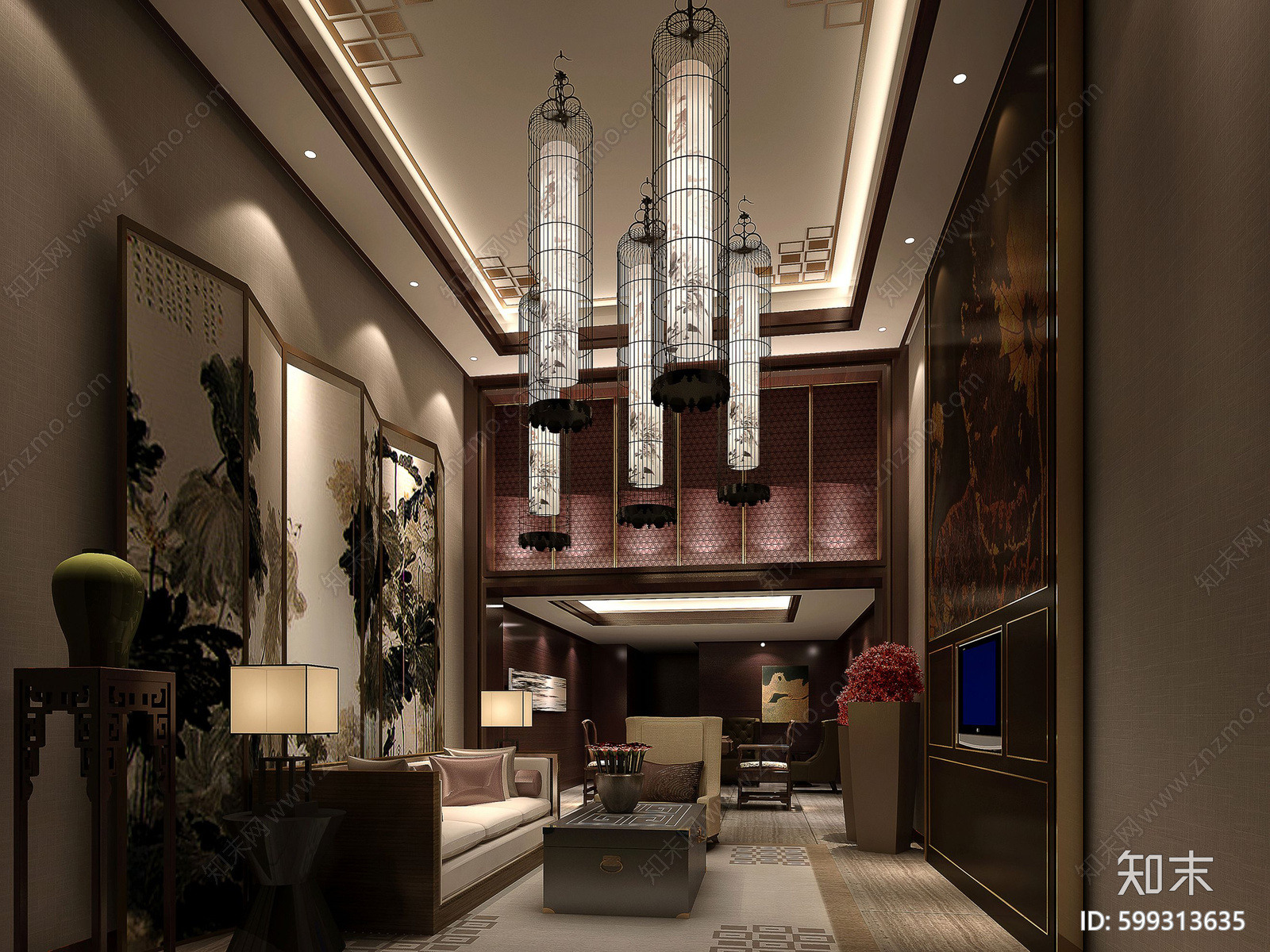新中式禅意会所cad施工图下载【ID:599313635】