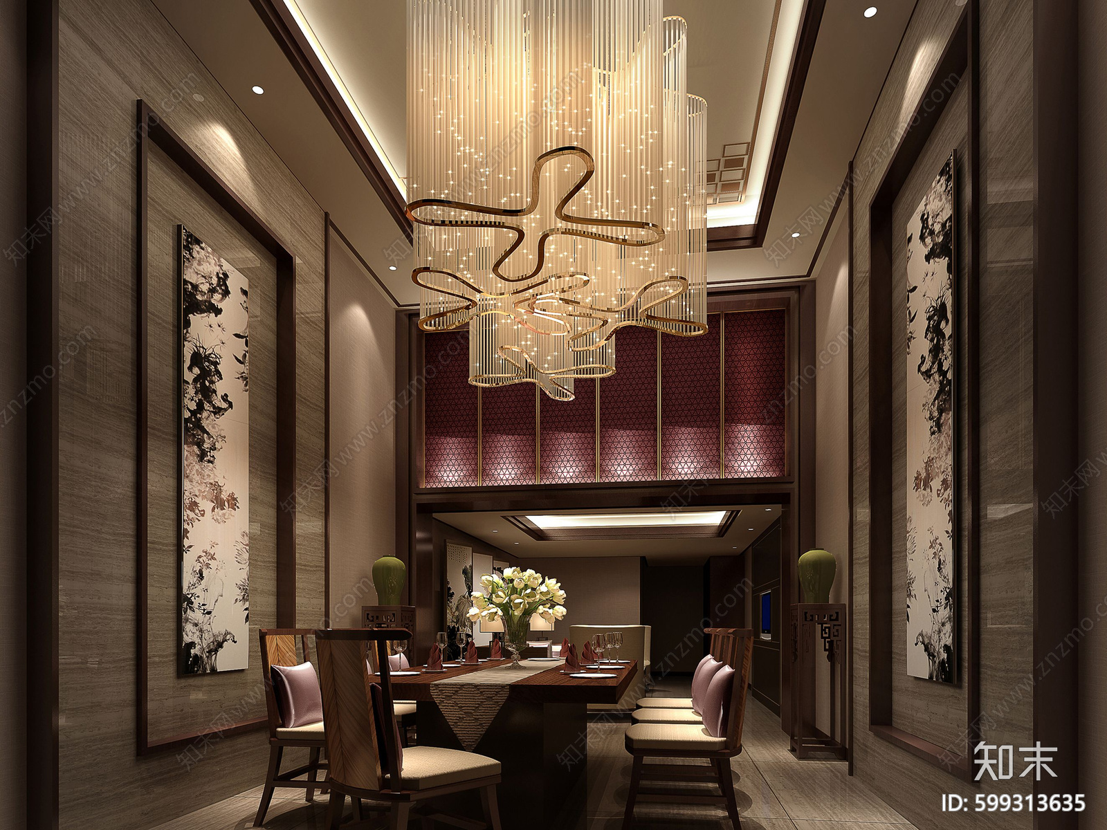 新中式禅意会所cad施工图下载【ID:599313635】