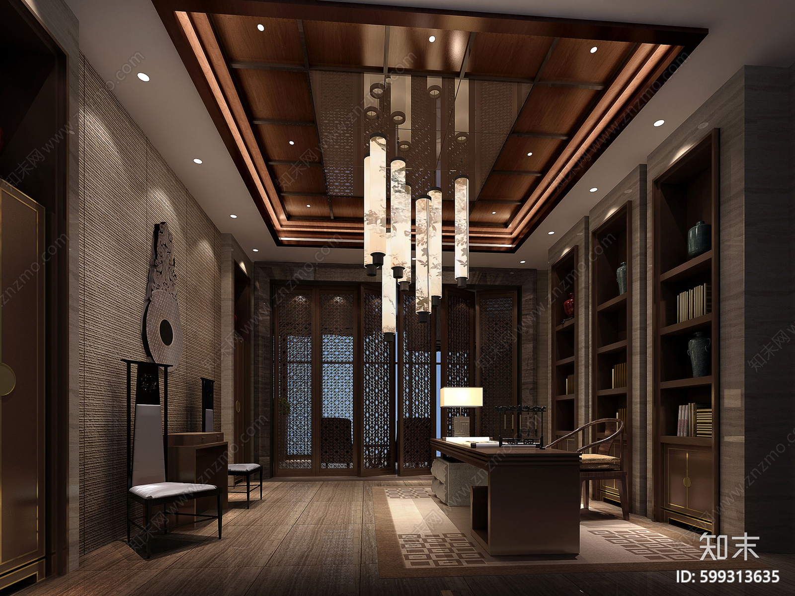 新中式禅意会所cad施工图下载【ID:599313635】