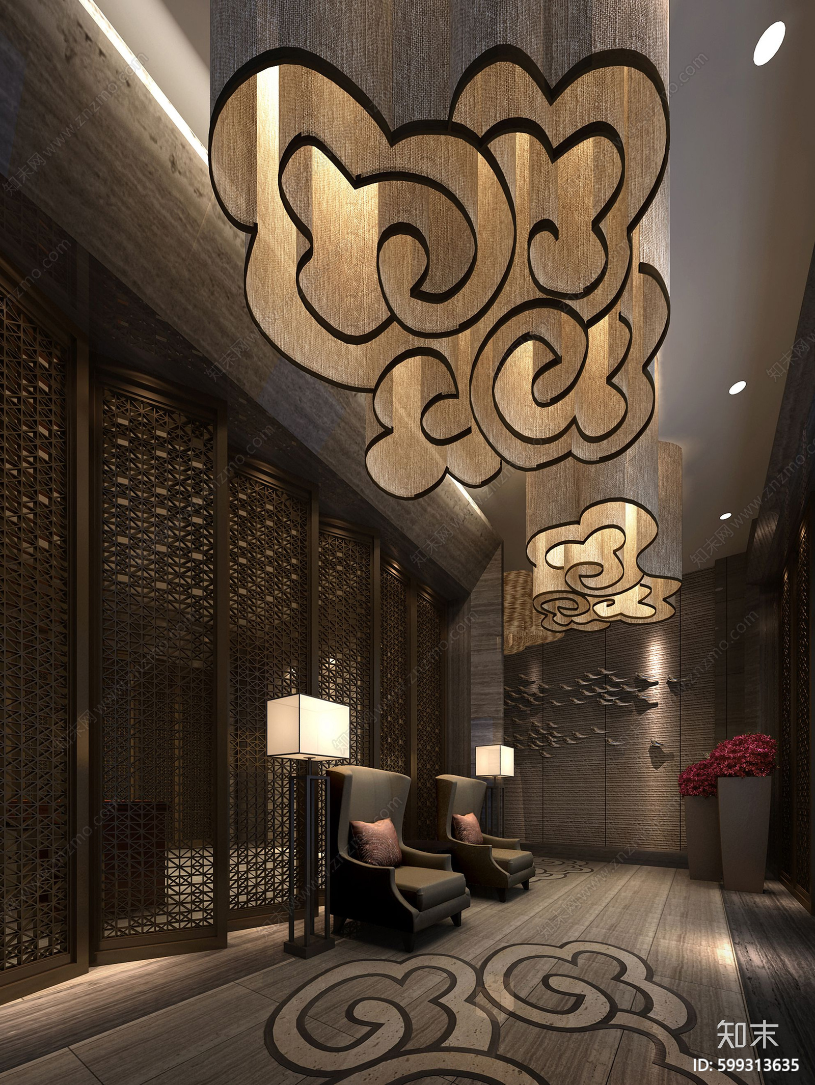 新中式禅意会所cad施工图下载【ID:599313635】