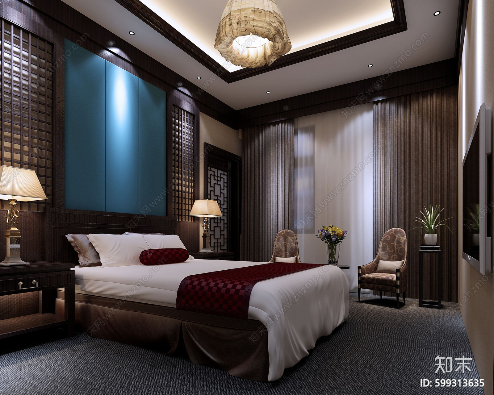 新中式禅意会所cad施工图下载【ID:599313635】
