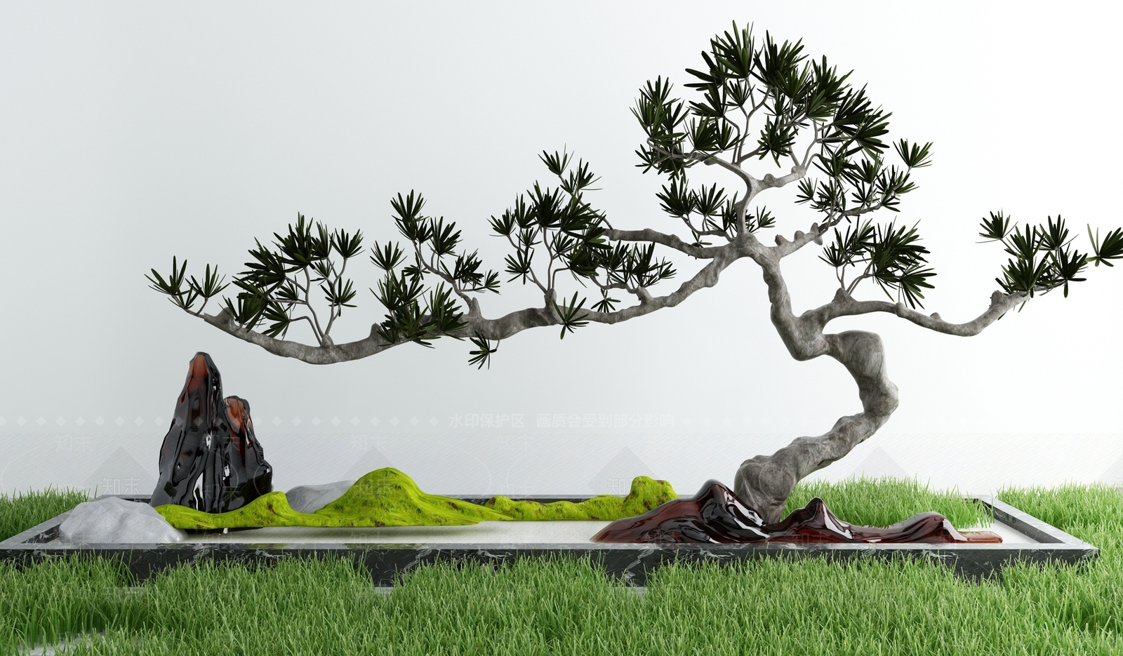 新中式假山山水3D模型下载【ID:499331417】