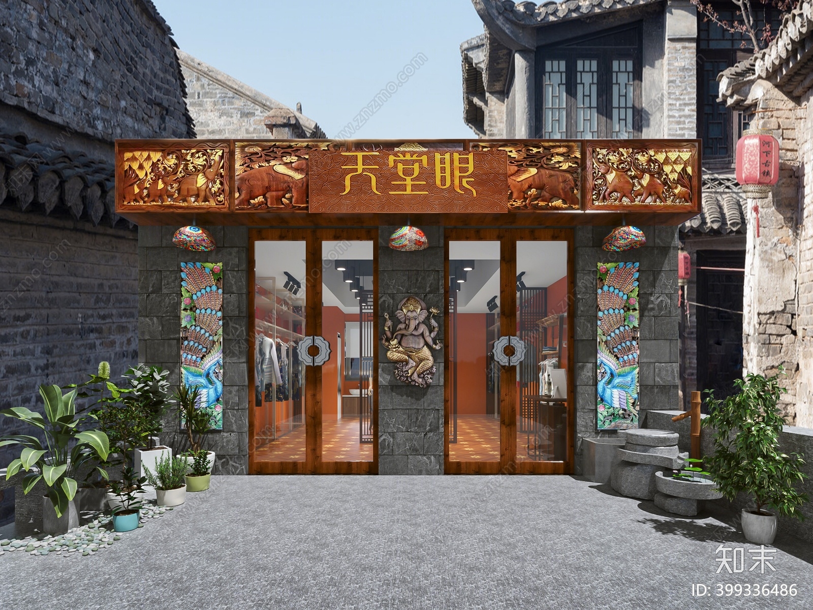 东南亚服装店3D模型下载【ID:399336486】