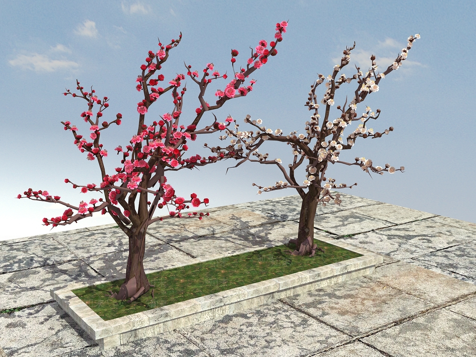 现代梅花树3D模型下载【ID:399337682】