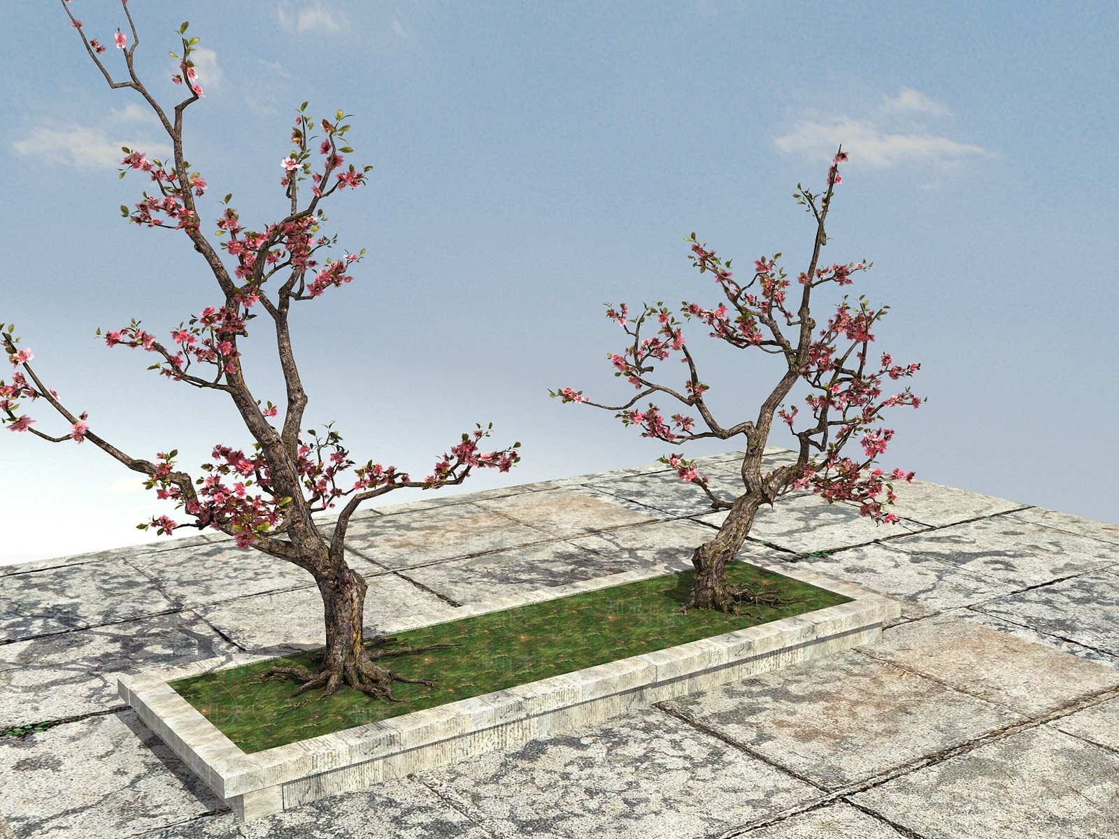 现代梅花树3D模型下载【ID:399337698】