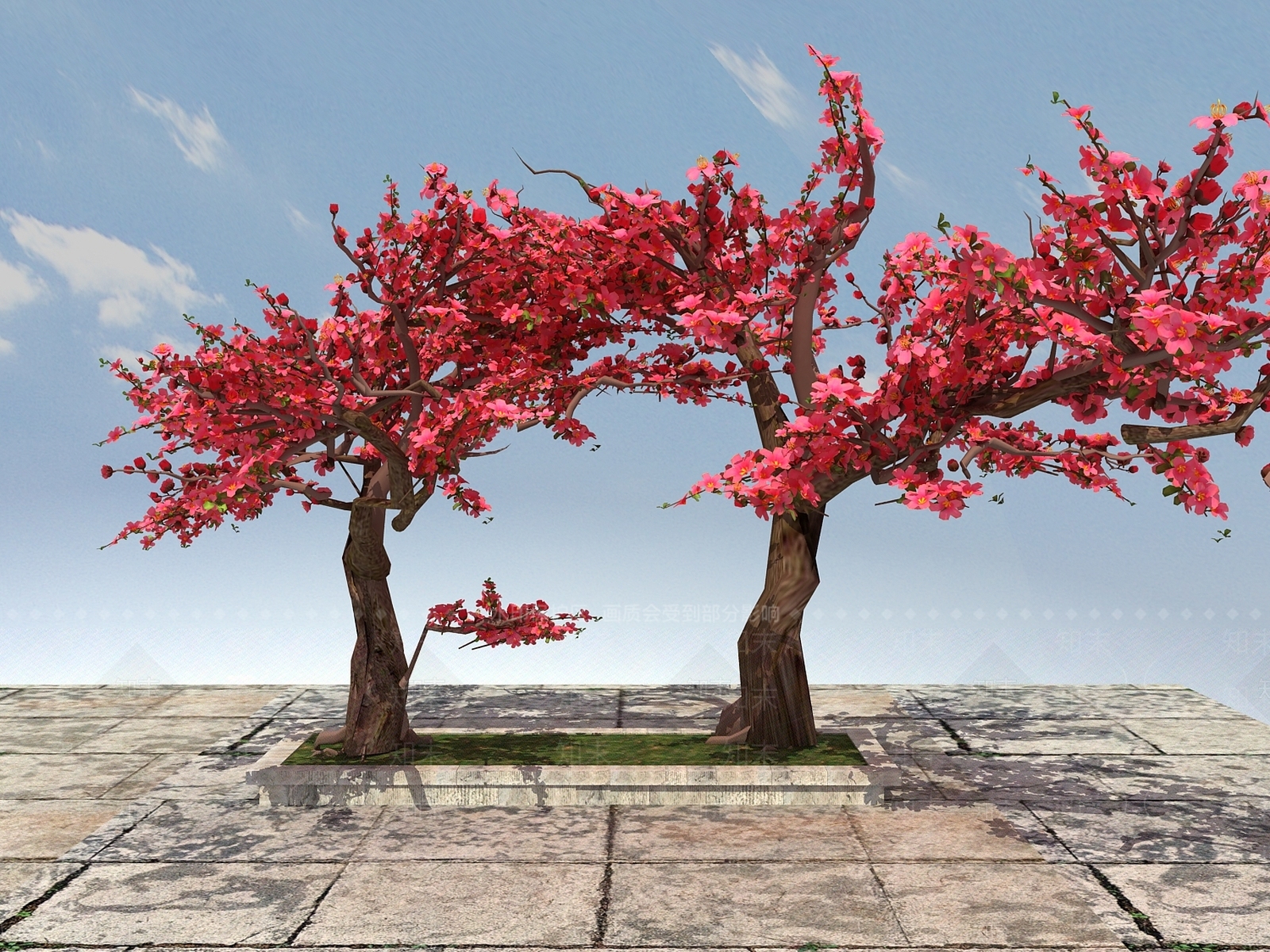 现代梅花树3D模型下载【ID:399338606】