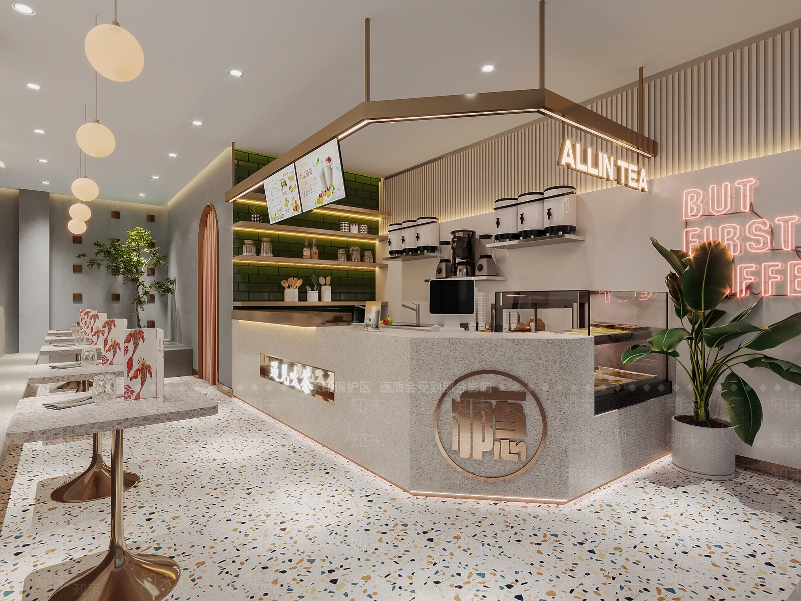 现代奶茶咖啡店3D模型下载【ID:399339452】