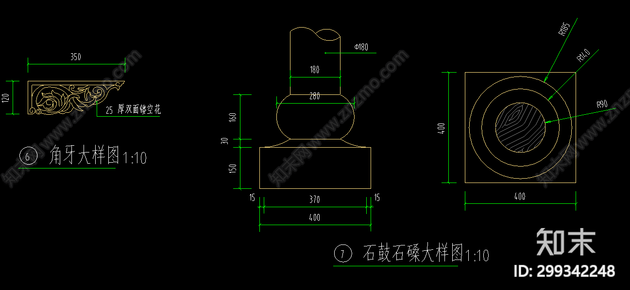 仿古长廊施工图下载【ID:299342248】