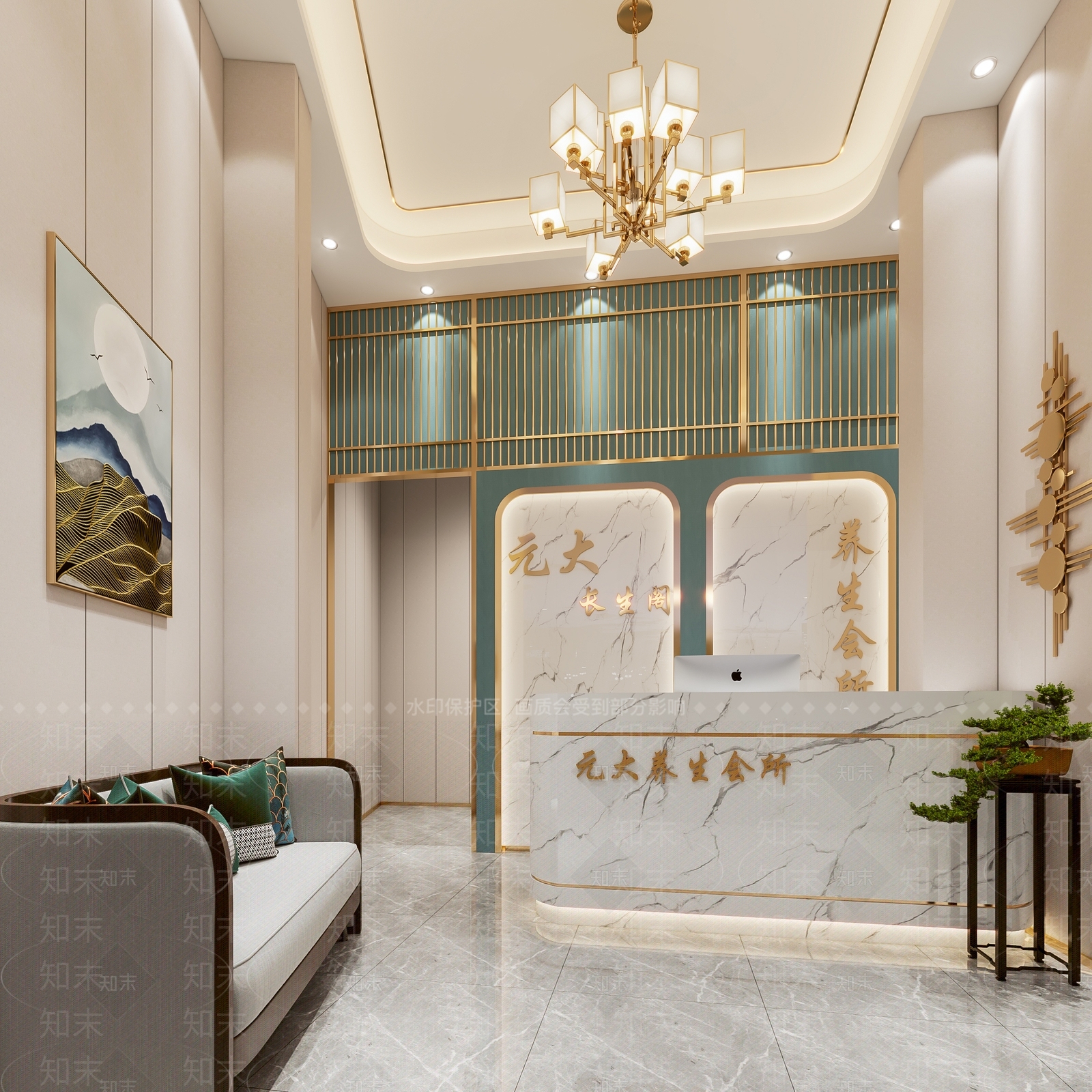 新中式足浴会所3D模型下载【ID:799343187】