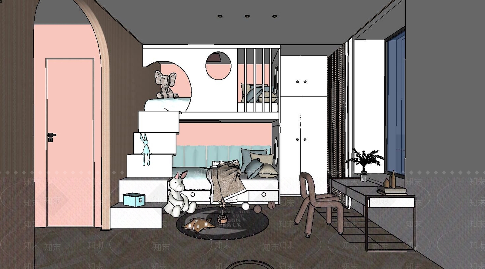 现代儿童房SU模型下载【ID:899348815】