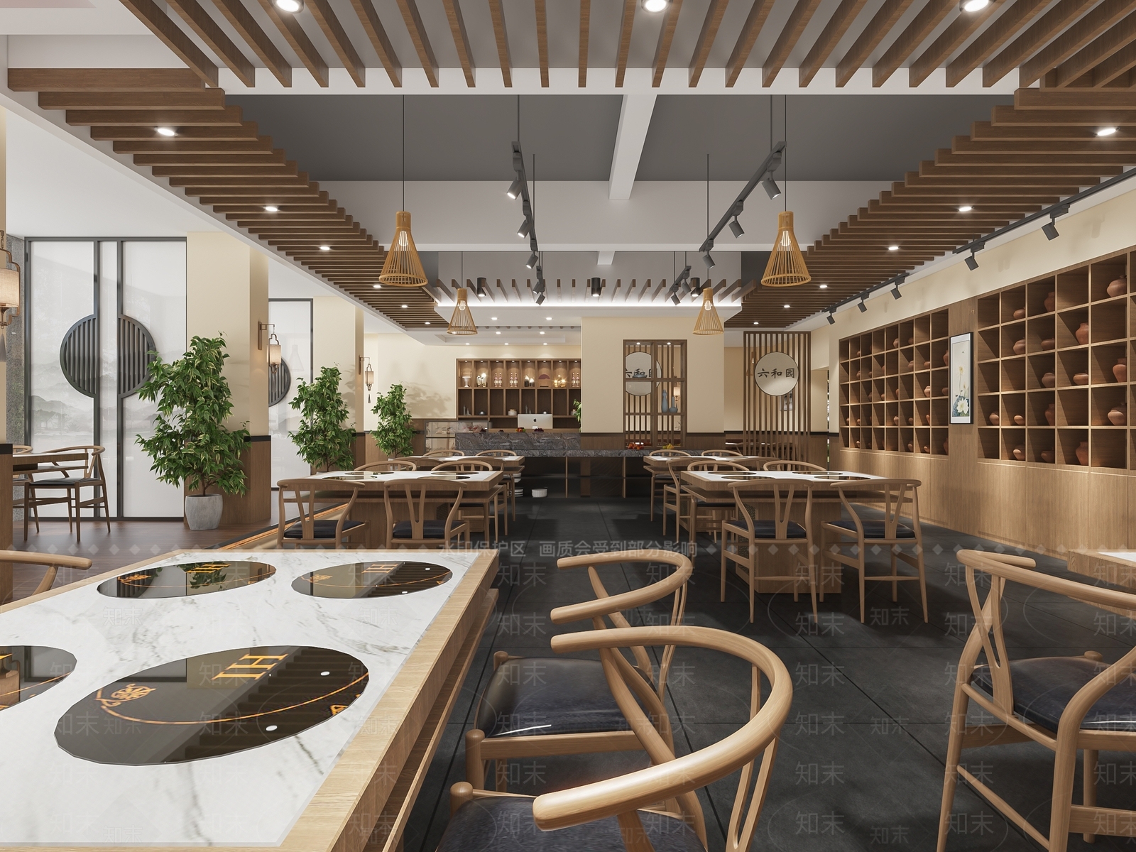 新中式火锅店3D模型下载【ID:399352290】