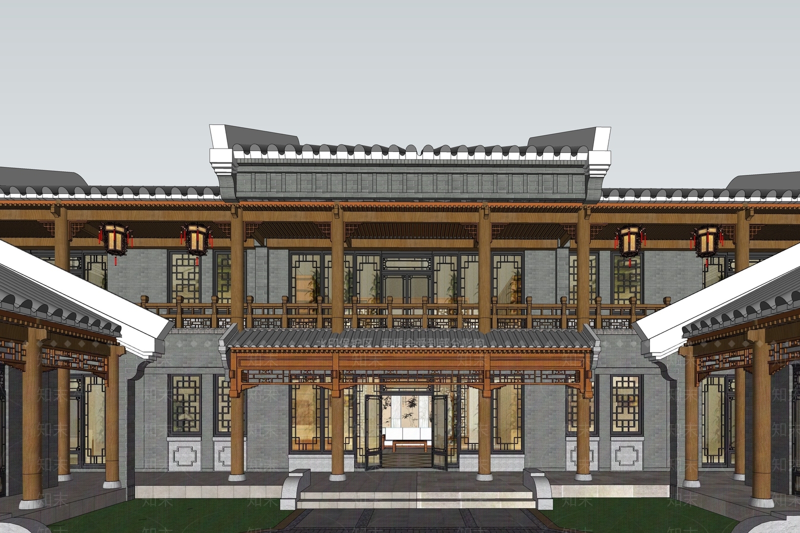 中式四合院SU模型下载【ID:399356241】