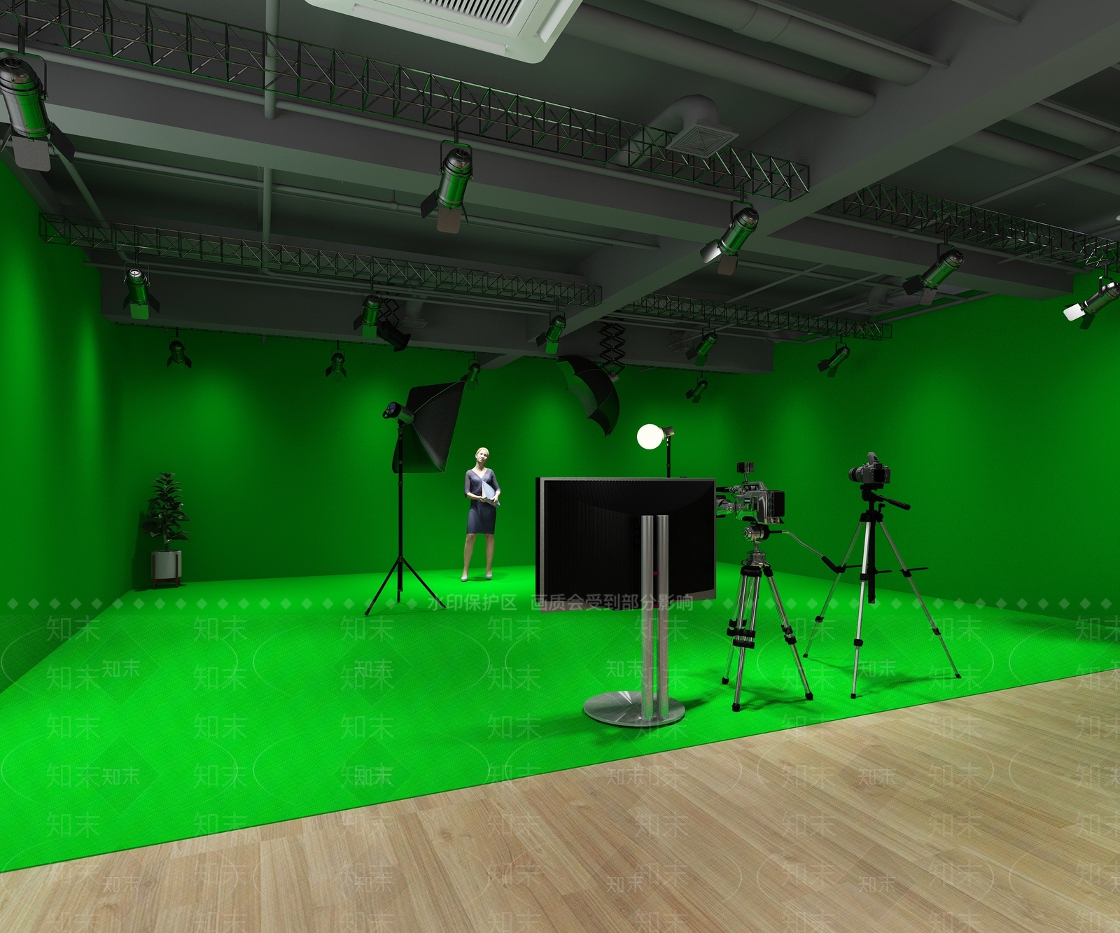 工业风直播间3D模型下载【ID:299361640】