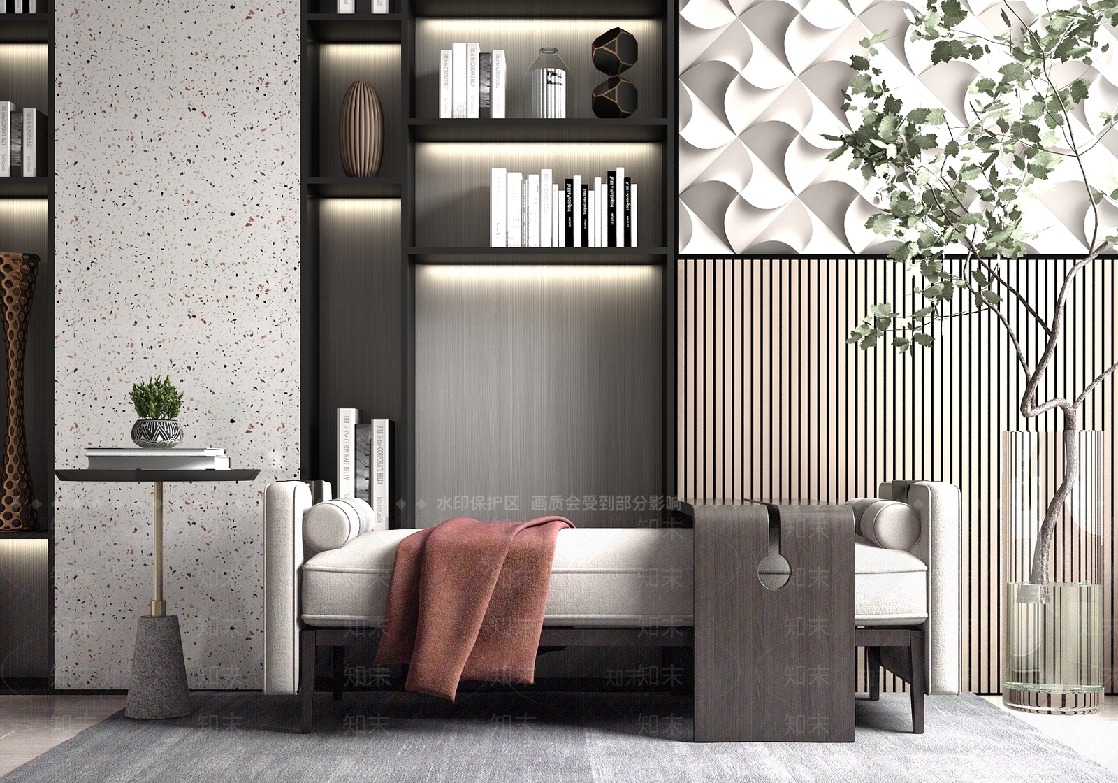 现代床尾凳3D模型下载【ID:499361456】
