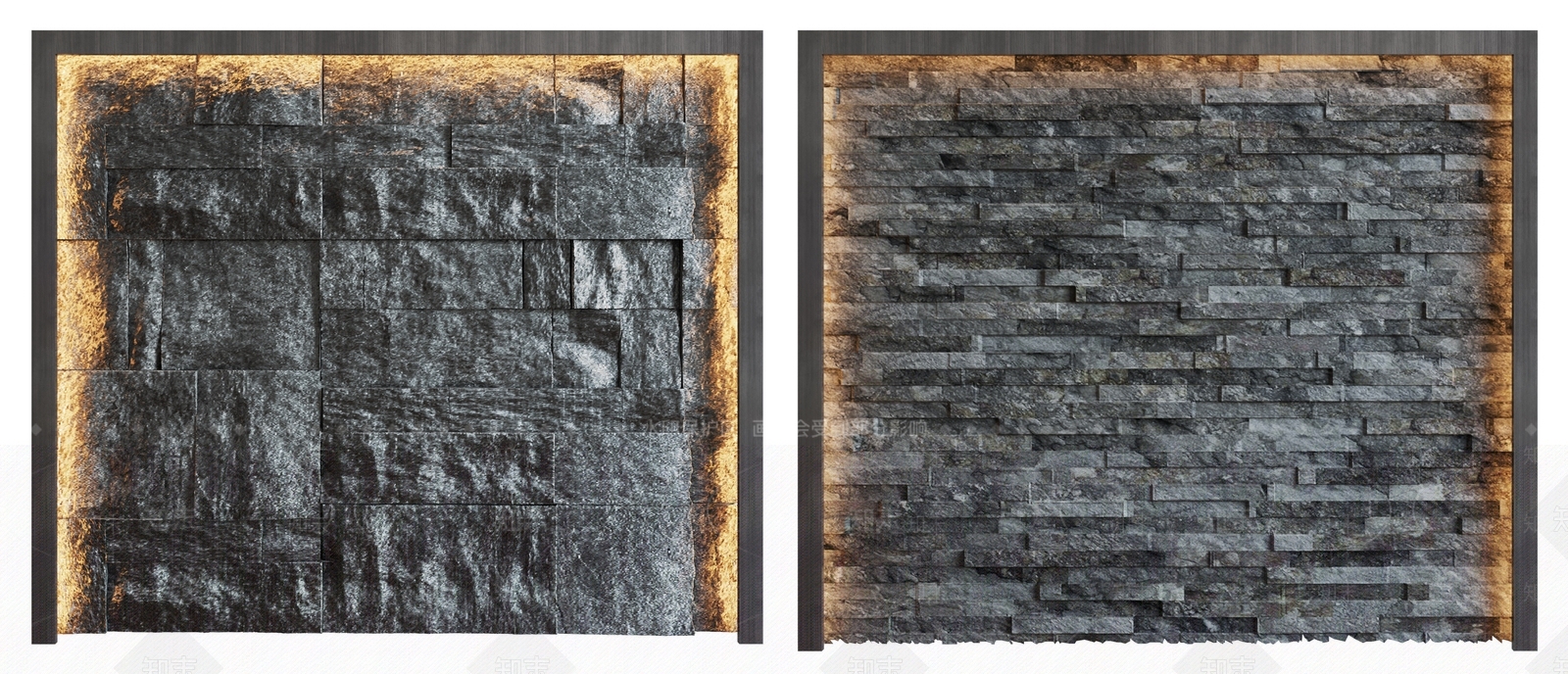 现代文化石背景墙组合3D模型下载【ID:999375761】