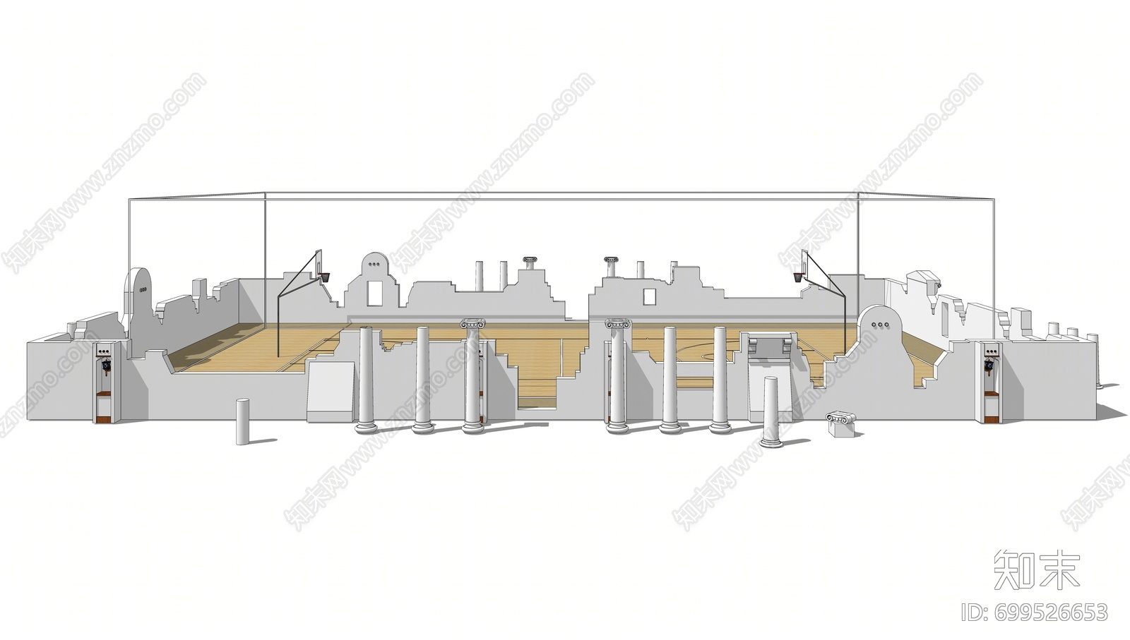 现代篮球场SU模型下载【ID:699526653】