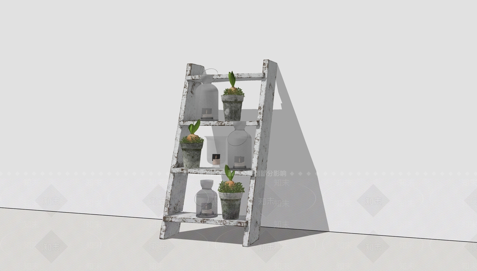 现代梯子展示架SU模型下载【ID:299382596】