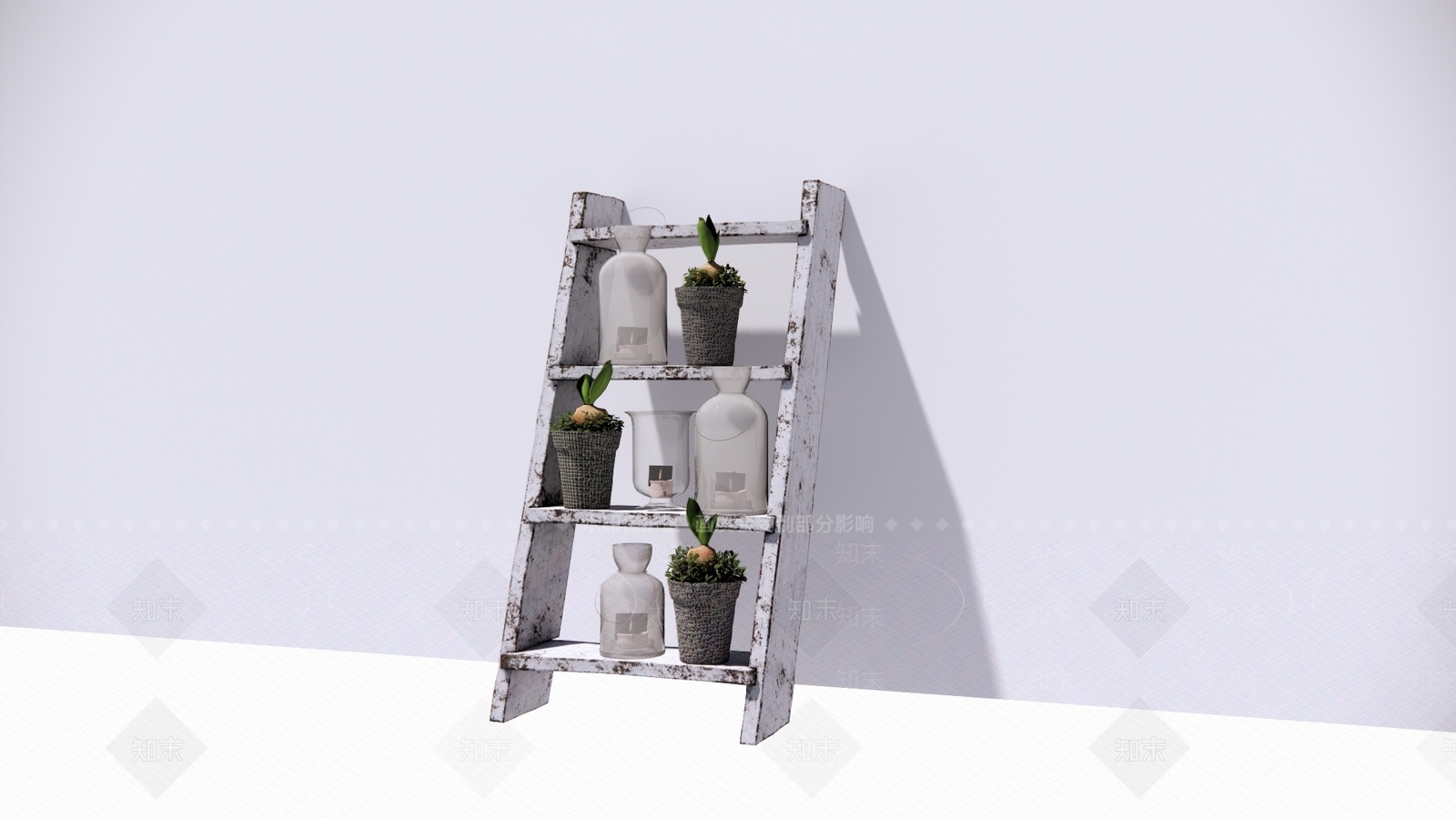 现代梯子展示架SU模型下载【ID:299382596】