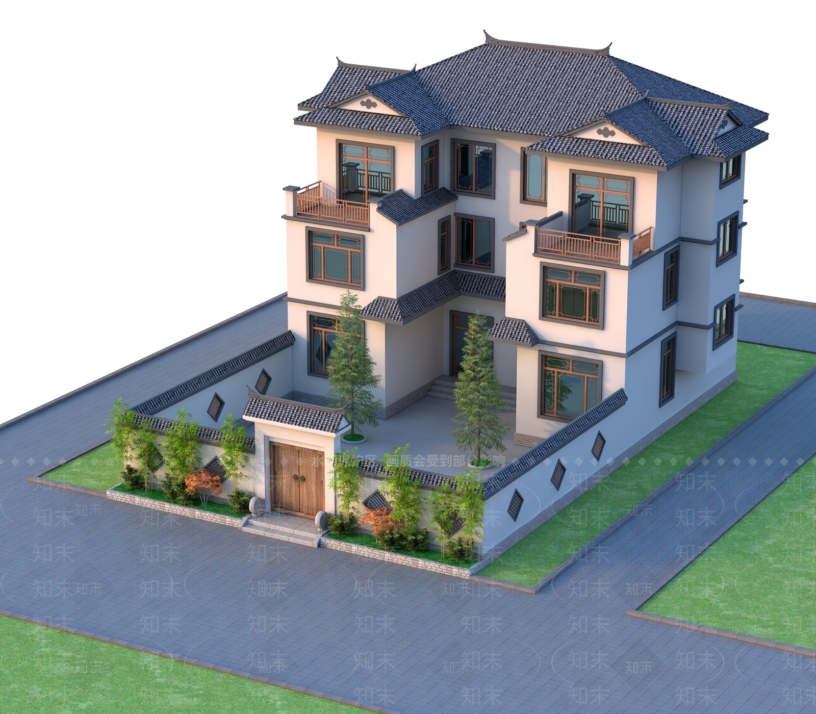 中式四合院3D模型下载【ID:699384868】