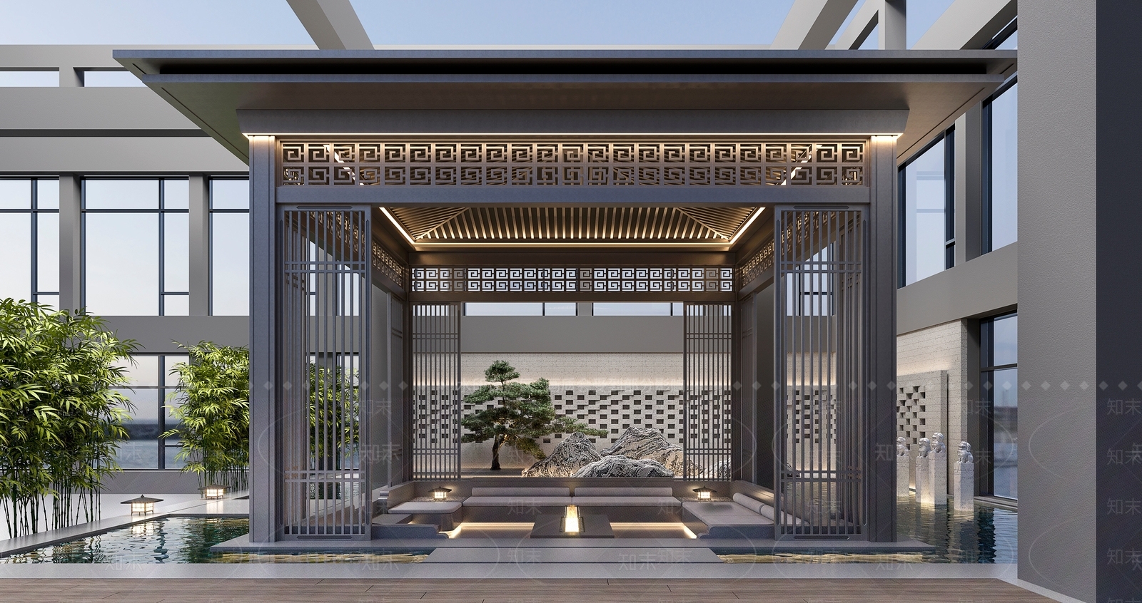 新中式户外凉亭3D模型下载【ID:699405093】