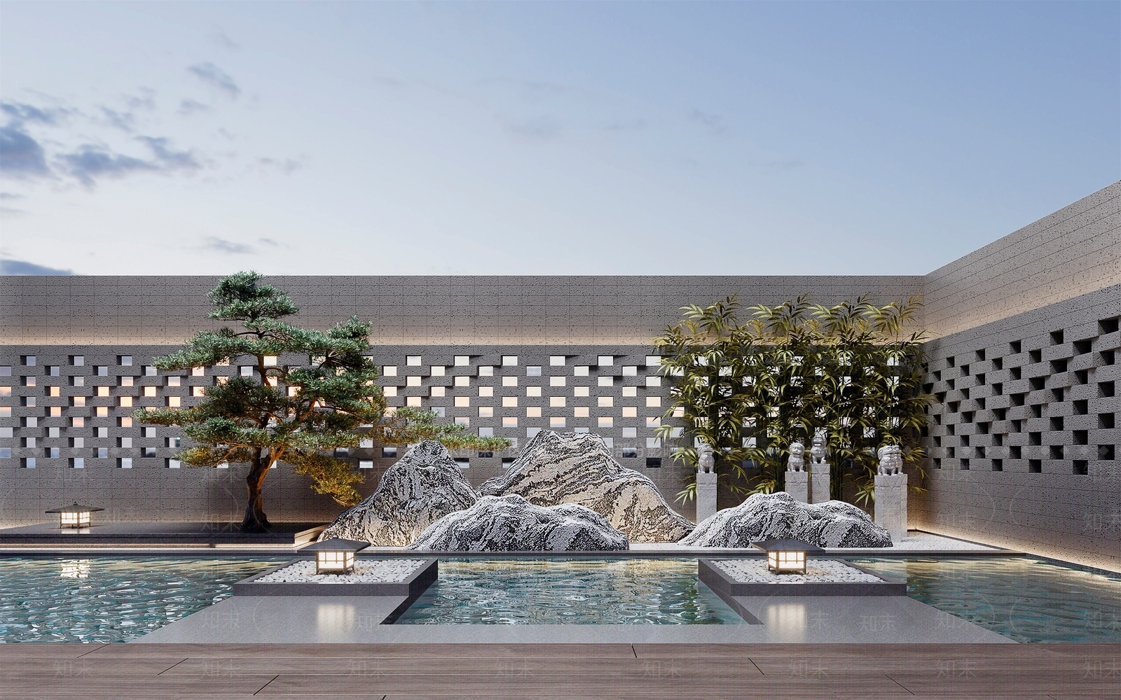 新中式假山水景3D模型下载【ID:499409468】