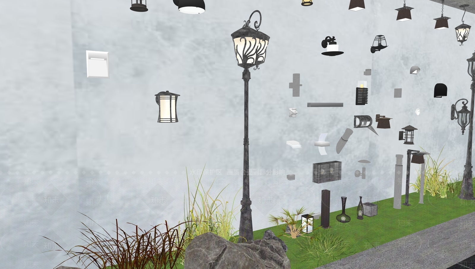 现代灯具组合SU模型下载【ID:299412014】