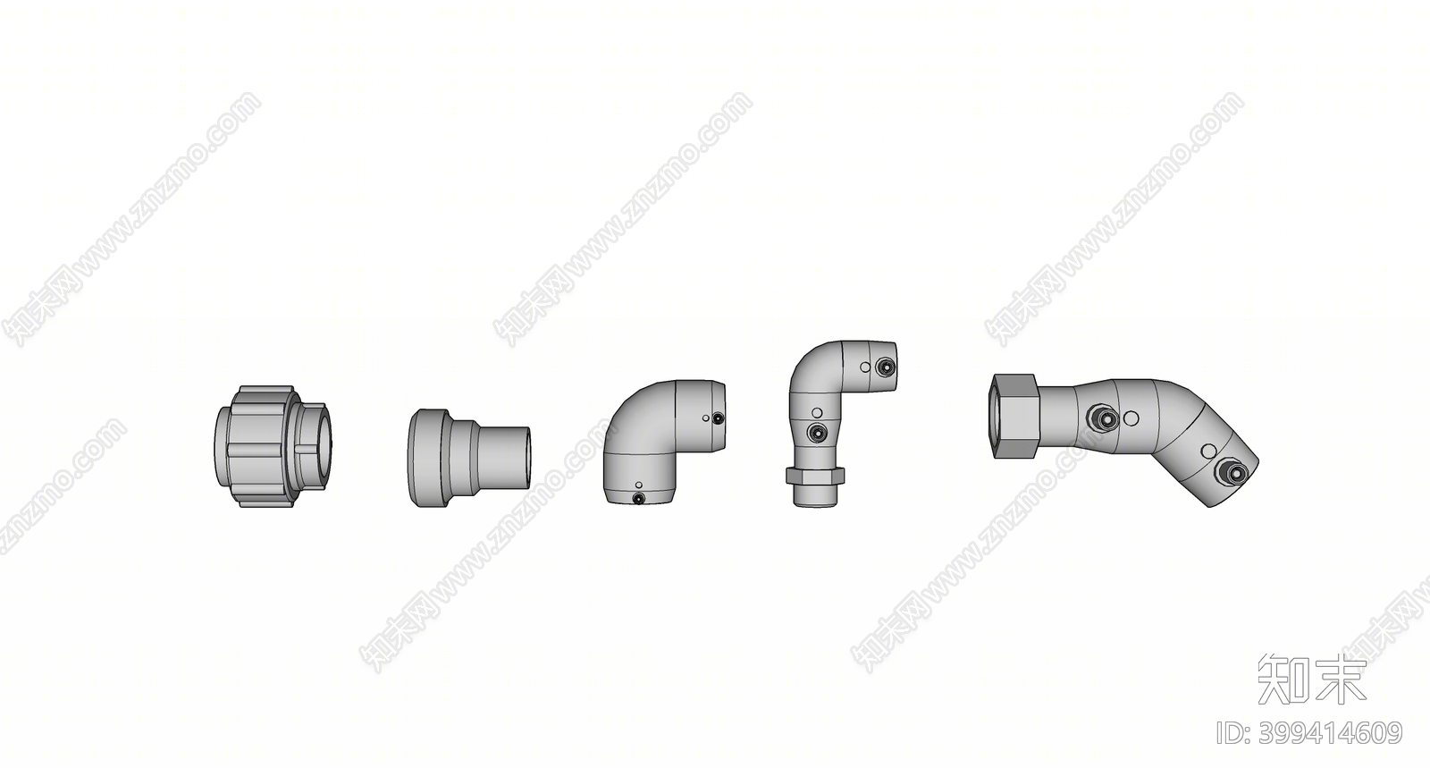 工业风水管接口SU模型下载【ID:399414609】