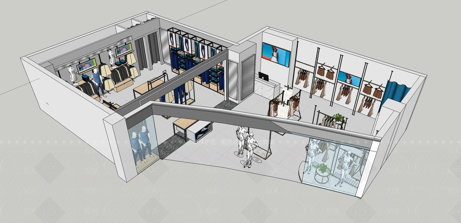 现代服装店SU模型精品下载_SketchUp模型_知末网