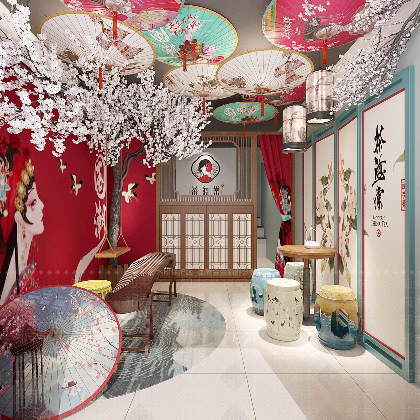 新中式奶茶咖啡店3D模型下载【ID:299437895】