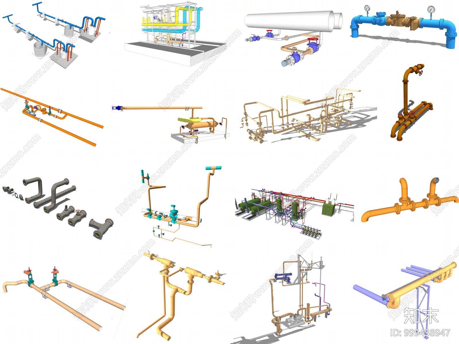 工业管道零件SU模型下载【ID:999438947】