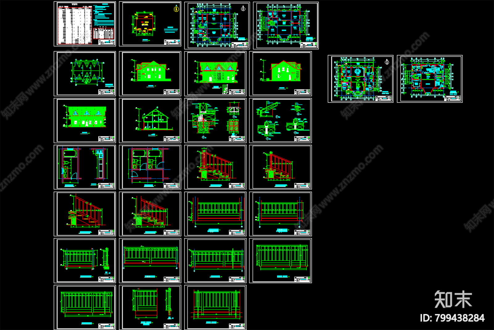 实木结构别墅建筑施工图下载【ID:799438284】