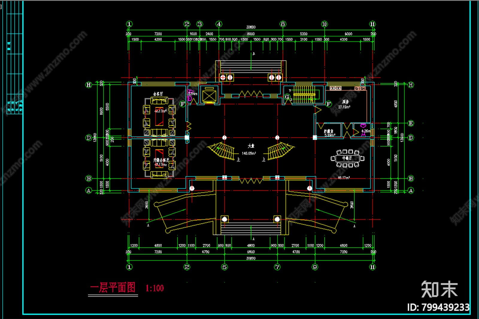 花园联体别墅设计cad施工图下载【ID:799439233】