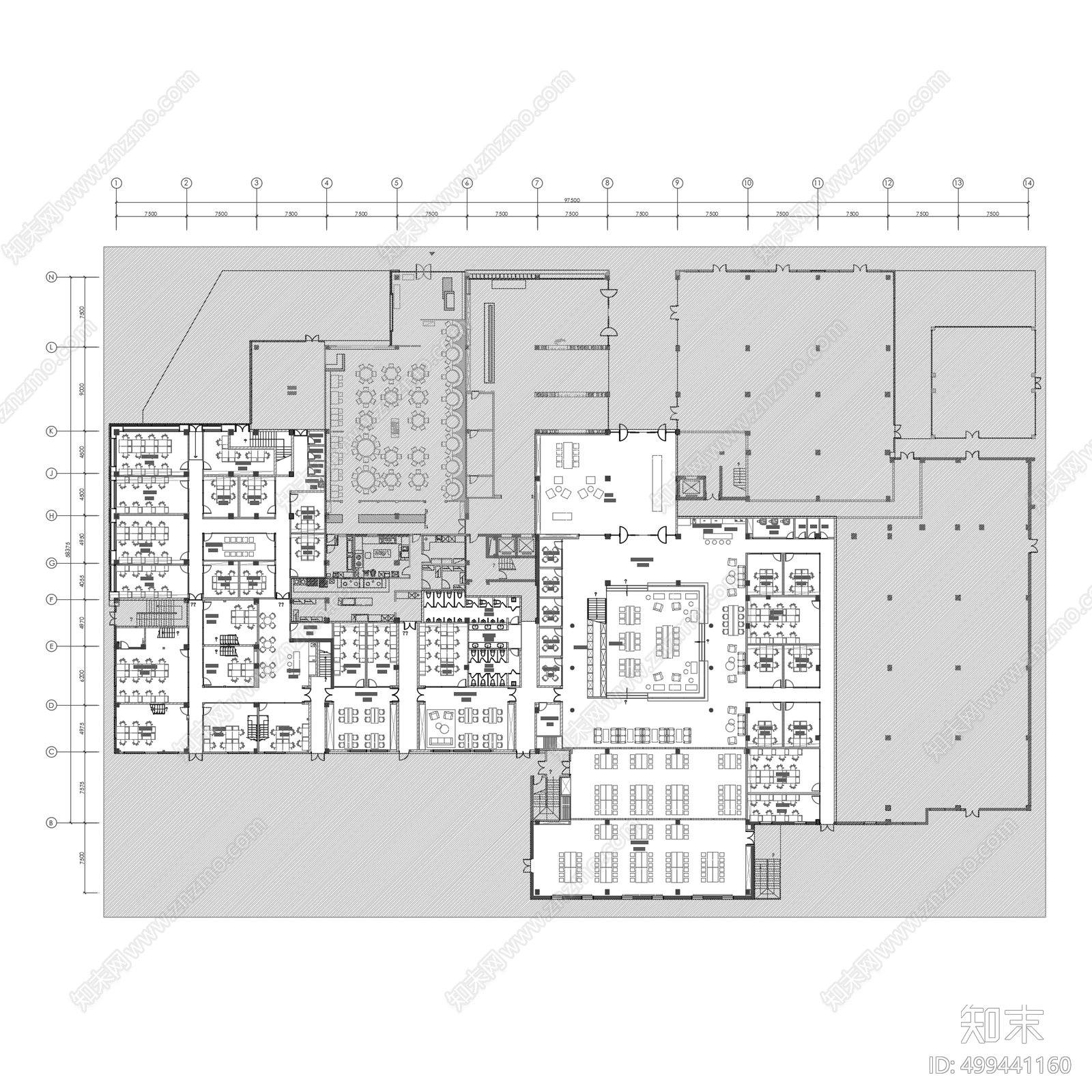 现代办公室cad施工图下载【ID:499441160】