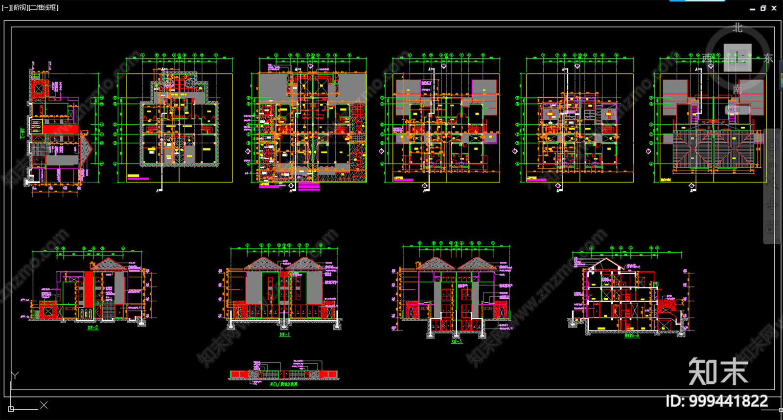 双拼豪华别墅建筑设计cad施工图下载【ID:999441822】